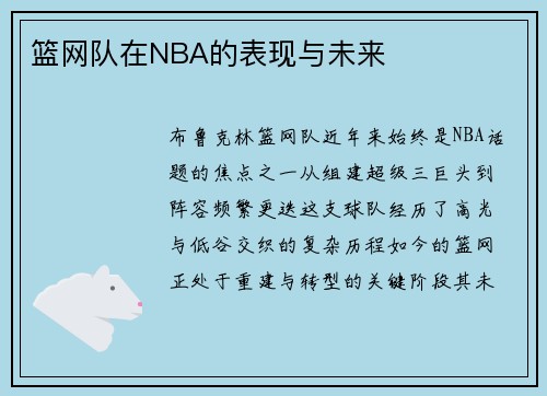 篮网队在NBA的表现与未来